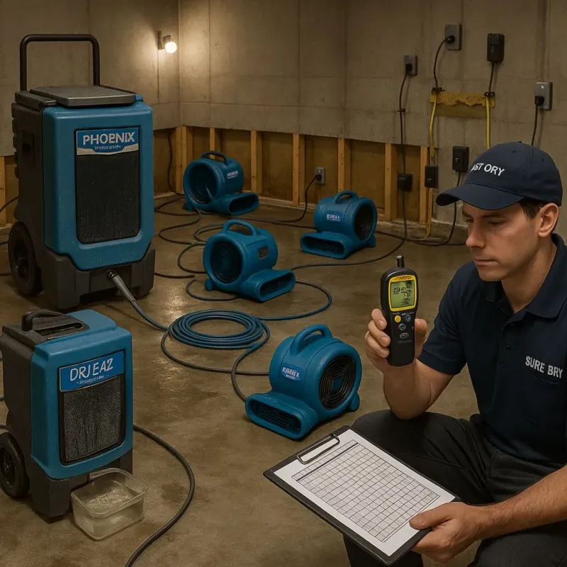 Structural Drying and Dehumidification process in Taylor, PA